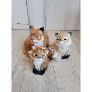 Realistic Faux fur for foxes ornament Xmas set